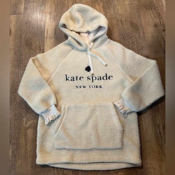 Kate Spade Cream Sherpa Hoodie XS - Picture 1 of 5